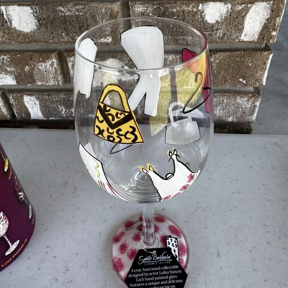Lolita Hand Painted Wine‎ Glass 15oz Fashionista Recipe on Bottom